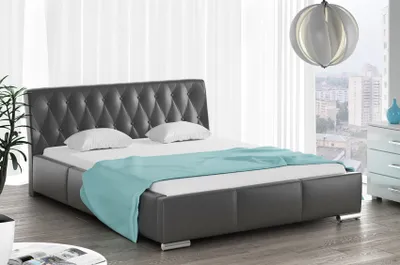 Produktbild von Polsterbett Bett Doppelbett THORE Kunstleder Schwarz 160x200cm