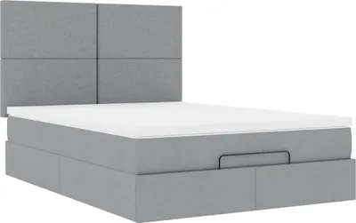 Produktbild von Ottoman-Bett mit Matratze Hellgrau 140x200 cm Stoff