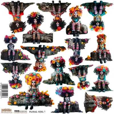 Image de Autocollants en papier - ScrapLove - Floral Girl 1
