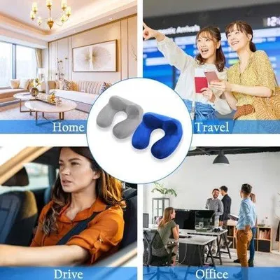Productafbeelding van Famanu reiskussen set met zachte traagschuim - 2 stuks