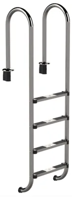 Produktbild von HAF Ideal Eichenwald 4 stufige Tiefbeckenleiter Enge Ausführung aus V2A Edelstahl | Stabile Edelstahlleiter für Einbaubecken ohne Überlaufrinne.