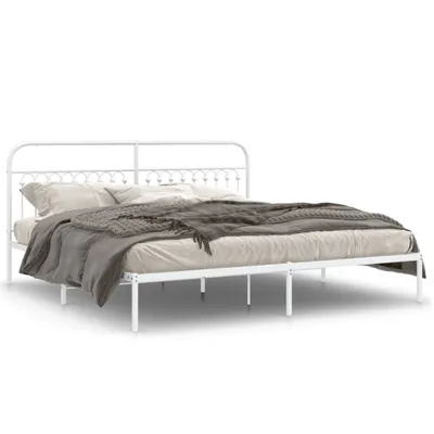 Produktbild von vidaXL Bettgestell mit Kopfteil Metall Weiß 200x200 cm