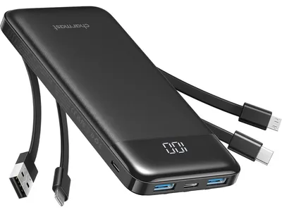 Image de Batterie externe Charmast de 10000 mAh avec 4 câbles intégrés, batterie portable USB-C