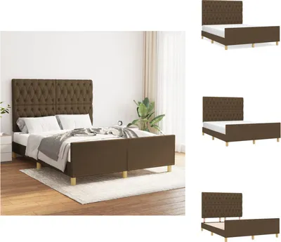 Produktbild von vidaXL Bettgestell mit Kopfteil Dunkelbraun 140x200 cm Stoff -  Betten & Bettgestelle