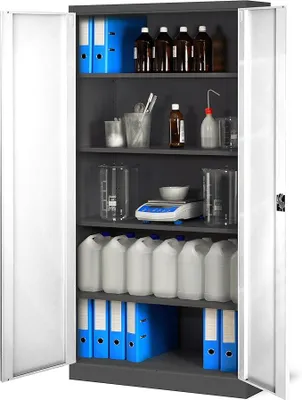 Produktbild von Aktenschrank C001H Büroschrank Metallschrank Stahlschrank Werkzeugschrank Stahlblech Pulverbeschichtet Flügeltürschrank Abschließbar 195 cm x 90 cm x 40 cm (anthrazit/weiß)