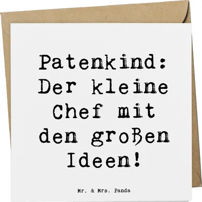 Produktbild von Mr. & Mrs. Panda Klappkarte Spruch Patenkind Chef - Weiß - Geschenk, anlasskarte, Fürsorge, Glückwunschkarte, Humor, doppelkarte, Grußkarte, Patenschaft, Verwandte, Liebe