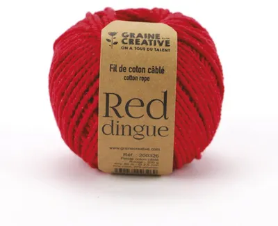 Imagen del producto de Hilo de algodón para macramé, diámetro de 2,5 mm, longitud de 80 metros, color rojo