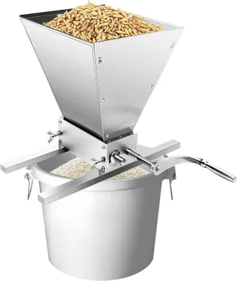 Imagen del producto de Molino manual de 4 litros, triturador de granos, prensadora de granos, molino de malta ajustable, molino de cereales, triturador de granos, molino de acero inoxidable, triturador de granos, molino de malta para elaboración de cerveza, para cebada y trigo