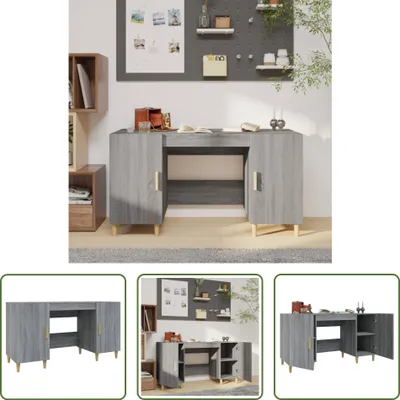 Image de The Living Store Bureau gris Sonoma 140x50x75 cm bois composite