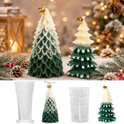 Produktbild von Silikonformen Weihnachten 2er Set Weihnachtsbaum Gießform Kerzen & Seife