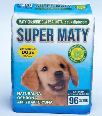 Produktbild von Superabsorbierende 4-lagige Trainingsunterlagen für Hunde und Katzen mit Eukalyptus-Extrakt, 96 Stück, 32 × 44 cm.