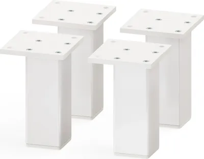 Produktbild von sossai Aluminium Möbelfüße MFV2 | 4er Set | Vierkant-Profil: 38 x 38 mm | Farbe: Weiß | Höhe: 100mm
