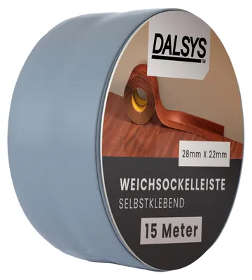 Produktbild von Dalsys Weichsockelleiste selbstklebend 15m Dunkelgrau - Flexible Sockelleisten aus PVC auf der Rolle, Abschlussleiste für Fugen in Küche & Bad. Praktische Sockelleiste Selbstklebend