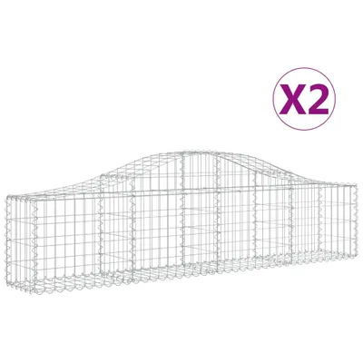 Produktbild von Gabionen mit Hochbogen 2 Stk. 200x30x40/60 cm Verzinktes Eisen