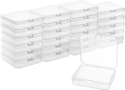 Immagine prodotto di Scatole portaoggetti in plastica con coperchio a ribalta, 24 pezzi, 7,2 x 6,3 x 1,7 cm, scatolette per pillole, gioielli, accessori e piccoli oggetti