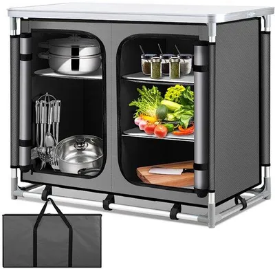 Obrázok produktu pre Kempingový varič s 5 vreckami na uloženie a taškou – 97 x 50 x 78 cm na varenie v kempe