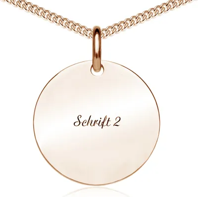 Produktbild von MATERIA by Matthias Wagner Rosegold Kette mit Gravur Anhänger Silber 925 vergoldet rund 42+4cm CO-27-Rose