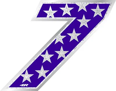 Image de Autocollant numéro de course moto "7" Stars 100 x 130 mm