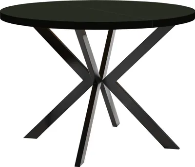 Image de Table ronde à rallonges pour la salle à manger, ENDIK, avec pieds en métal, style loft, industriel, diamètre : 90 / 140 cm, couleur : noir
