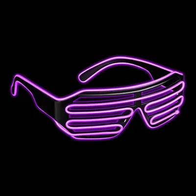 Produktbild von Balinco LED Brille mit 3 Blitzmodi - perfekt geeignet als Techno DJ | Festival | Halloween | Karneval | Fasching als Ergänzung zum Horror Kostüm (Lila)
