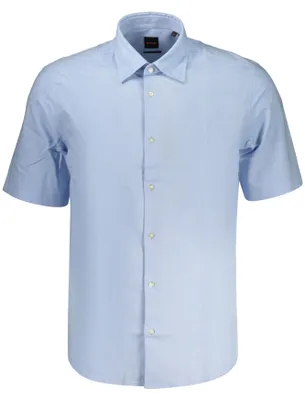 Produktbild von Elegantes Herren Kurzarmhemd Blau Regular Fit mit Stickerei
