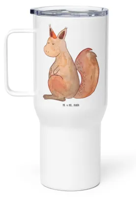 Produktbild von Mr. & Mrs. Panda Thermobecher Einhorn Glauben - Weiß - Geschenk, Einhörnchen, Einhörner, Eichhörnchen, Teetasse, Eichhorn, Unicorn, Trinkgefäß, Kaffee-to-go-Becher