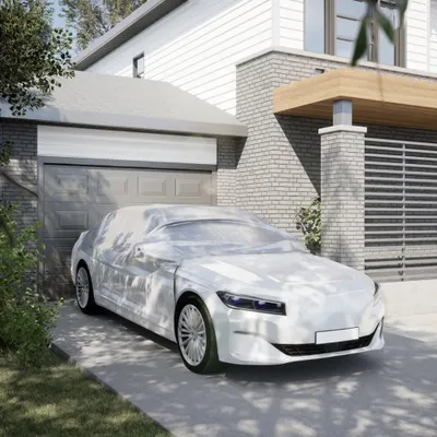 Produktbild von "2026 Promotion" Autoabdeckung Halbgarage mit Haken Silbern M - Ganzgaragen CC23398
