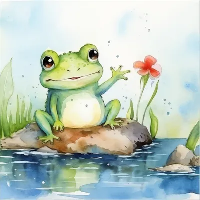 Produktbild von Wallario selbstklebende Möbelfolie/ Tischdecke für Innen und Außen, Größe: 100 x 100 cm - Frosch in Aquarell