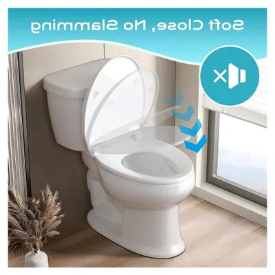 Produktbild von Toilettensitz O-Form mit Absenkautomatik, Weiß, Klodeckel mit Quick-Release-Funktion und Softclose, Duroplast