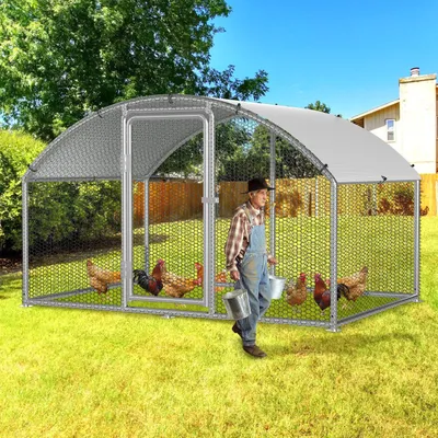 Produktbild von Eikuavons Hühnerstall 3x2x2m Kuppeldach Hühnerhaus Freilaufgehege Kleintierstall Voliere mit PE-Dach