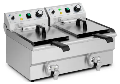 Immagine prodotto di Expondo Royal Catering Friggitrice elettrica doppia - 2 x 9 l - 6000 W - Rubinetto di scarico -