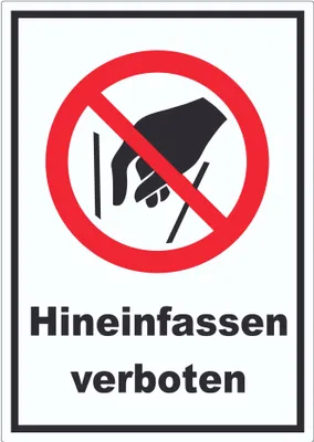 Produktbild von Hineinfassen verboten Aufkleber A3 (297x420mm)