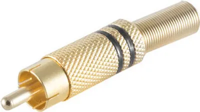 Obrázek produktu pro Pozlacený kovový konektor RCA, 6 mm, černý
