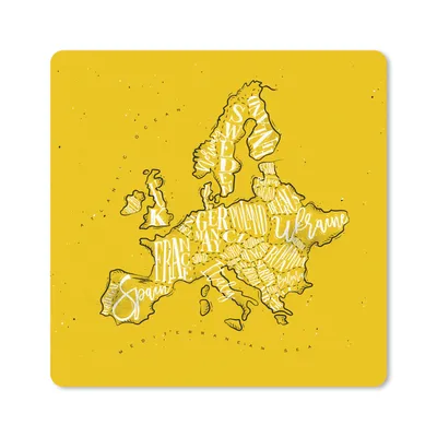 Produktbild von MuchoWow® Mauspad Mousepad Karte - Europa - Gelb - Weiß 20x20 cm - Mousepads - Maus Mat - Pad - Mausunterlage - Desk Mat - Bureauartikeln