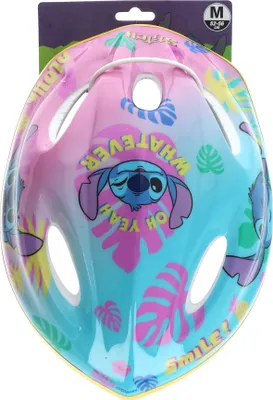 A children's helmet with a Stitch character design.