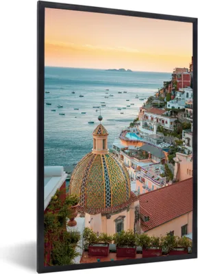 Produktbild von MuchoWow® MuchoWow® Gerahmtes Poster Italien - Positano - Meer 40x60 cm - Poster mit zchwarzem Bilderrahmen - Papierdruck - Wandbilder