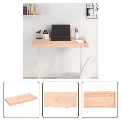 Produktbild von The Living Store Tischplatte 80x40x(2-6) cm Massivholz Eiche Unbehandelt
