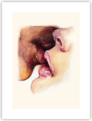 Produktbild von Poster - Poster ohne Rahmen - Kuss Mund Paar - 30x40 cm - Wand Bild - Wanddeko - Wandbilder - Kunstposter - Wandposter - Bilder - Kunstdruck - Wanddekoration - Wandbild - P2XPA30x40-5051