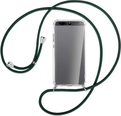 Produktbild von Handykette Backcover-Schutzhülle mit Band (Metall silberfarben) für Huawei P10 Plus - dunkelgrün