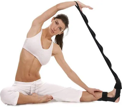 Produktbild von Yoga Dehnband mit 7 einstellbaren Schlaufen, schwarz, für Faszien