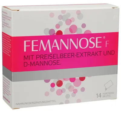 Zdjęcie produktu dla Femannose F granulki do picia z 2000 mg D-mannozy i 100 mg ekstraktu z żurawiny, 14 saszetek każda