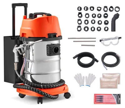 Produktbild von SucceBuy Walnuss-Strahlgerät 30 L, Sandstrahlgerät 1600 W, Sandstrahlanlage zur Reinigung von Ansaugkrümmern und Ventilen, Sandstrahler mit 2,5 kg Walnussschalen und 23 Adaptern
