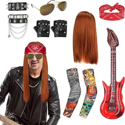 Immagine prodotto di Tuta da rocker rossa da uomo - Outfit hip hop anni '80 e '90 - Articoli punk e disco