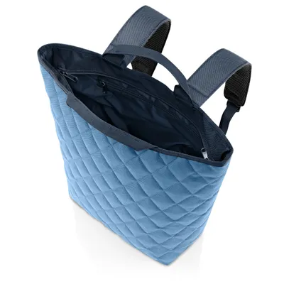 Produktbild von reisenthel shopper-backpack, Einkaufstasche, Reisegepäck-Rucksack, Rhombus Blue, 16 L, BJ4101