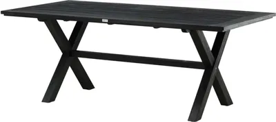 Obrázok produktu pre FURNLUX Vonkajší jedálenský stôl Rives Acacia And Black 100 cm / Hlavná farba: čierna / Rozmery: 100 x 200 x 75 cm