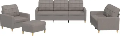 Produktbild von vidaXL 4-tlg. Sofagarnitur mit Kissen Taupe Stoff