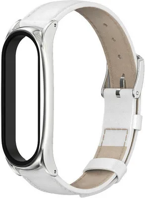 Produktbild von Strap-it Xiaomi Mi Band 5 Lederarmband (Weiß)