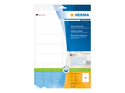 Image de Etiquettes d'adresse premium a4, blanc 99.1x38.1 mm papier mat 140 pcs.