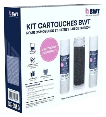 Image de Pack Cartouches Triplex BWT, Préfiltration, Charbon Actif, Filtration Fine, Prétraitement Osmose