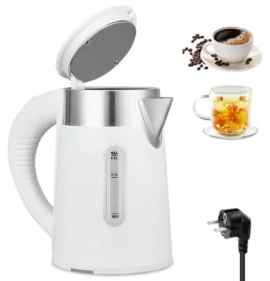 Mini-Reisewasserkocher 0,8 l Edelstahl weiß, automatische Abschaltung